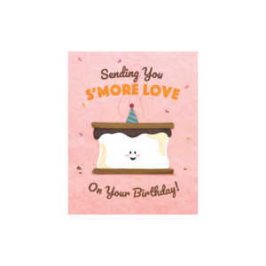 Greeting Card with 'Sending you S'More Love on your Birthday!' Recycled Paper. Handmade. Fair Trade