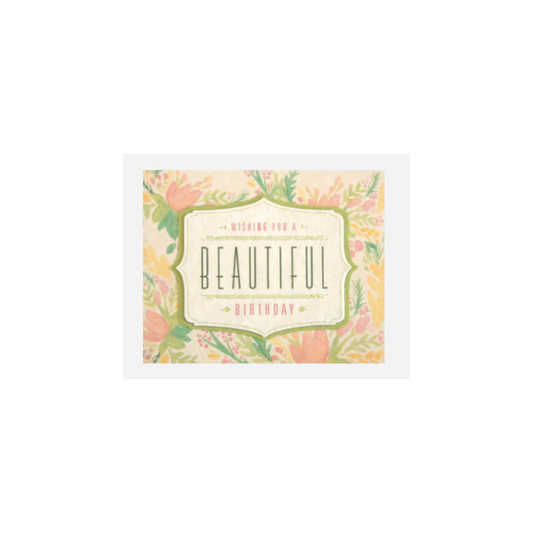 Greeting Card with 'Wishing you a Beautiful Birthday!' Recycled Paper. Handmade. Fair Trade
