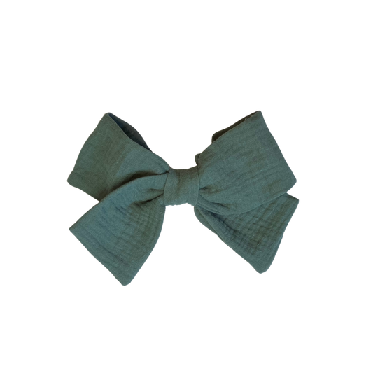 Hair Bows in Lagoon Blue Double Cotton Gauze