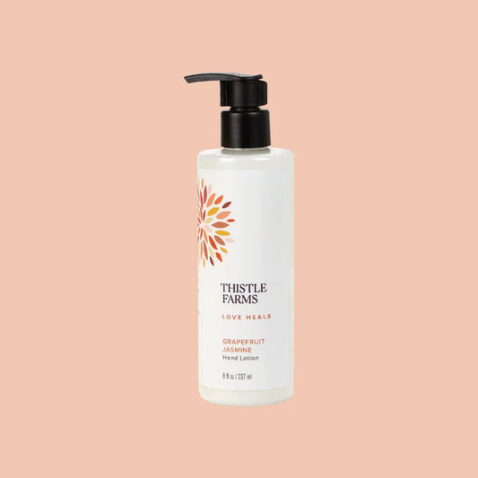 Thistle Farms Grapefruit Jasmine hand lotion. 
