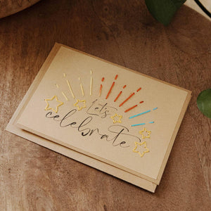 Greeting Cards with Let's Celebrate. Handmade. Set of 4. Fair Trade.