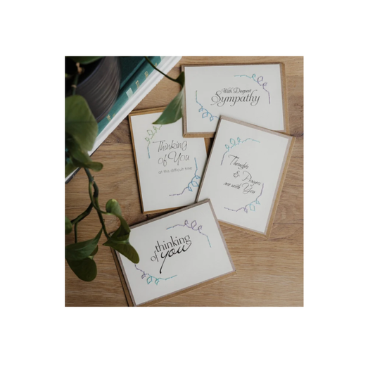 Greeting Cards with sympathy messages. Handmade. Set of 4. Fair Trade.