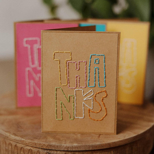 Greeting Cards with 'Thanks'. Handmade. Set of 4. Fair Trade.