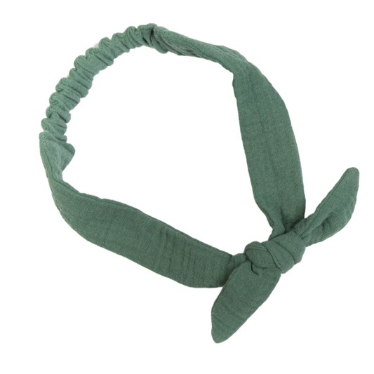 Kids Double Cotton Gauze Tie Headbands in Lagoon