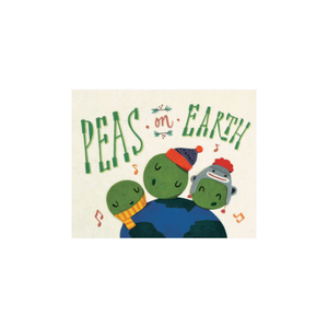 Holiday Greeting Card with 'Peas on Earth.' Recycled Paper. Handmade. Fair Trade