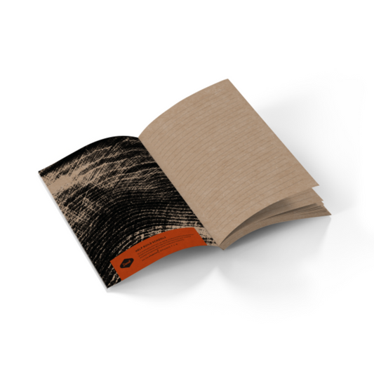 Layflat pines journal notebook that supports schools made by Denik.