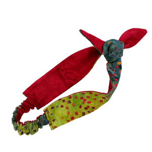 Kids Tie Headband in Multicolor Fiesta  Batik Cotton, reversible and adjustable - Forai