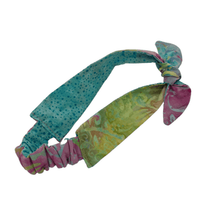 Kids Tie Headband in Pastel Cotton Batik, adjustable and reversible - Forai