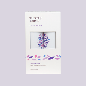 Lavender soap and lotion set from Thistle Farms. 