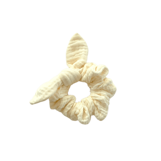 Handmade ivory double cotton gauze scrunchie