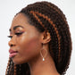 Sideview of woman wearing Kayah Li Hammered Brass and Amazonite Earrings - Forai
