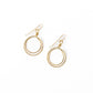 Zomi Circles of Unity Earrings in 14k Gold Filled. Earrings feature a double circle drop of hand-hammered brass on 14k gold filled fishhook ear wires.