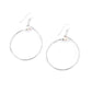 The Rose and Hoop Pearl Earrings feature a delicate hand-hammered sterling silver hoop topped with a rose freshwater pearl hanging from sterling silver ear wires. 